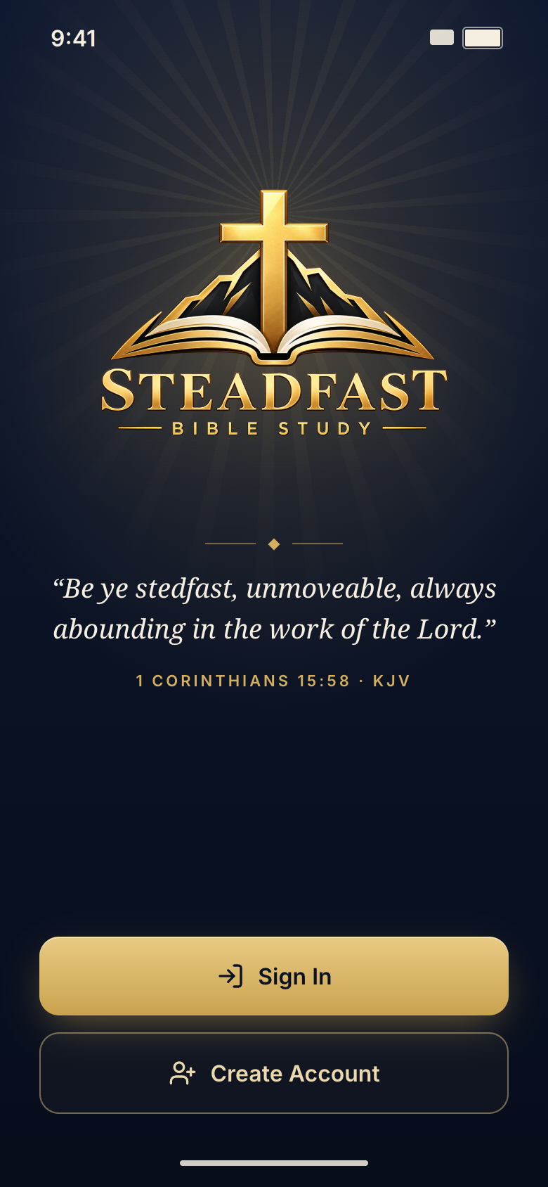 Steadfast welcome screen